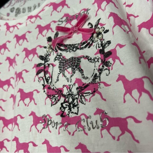 Victoria secret tshirt sport club horses racing bow ribbon π pearls rhinestone - Picture 7 of 9